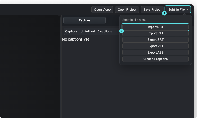 Importing an SRT file