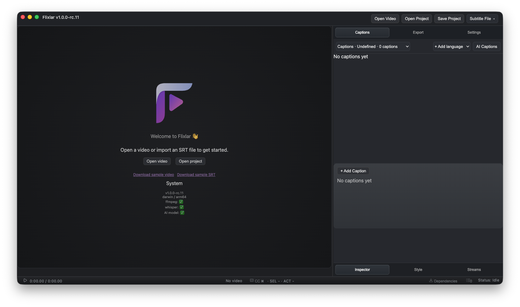 Flixlar start screen